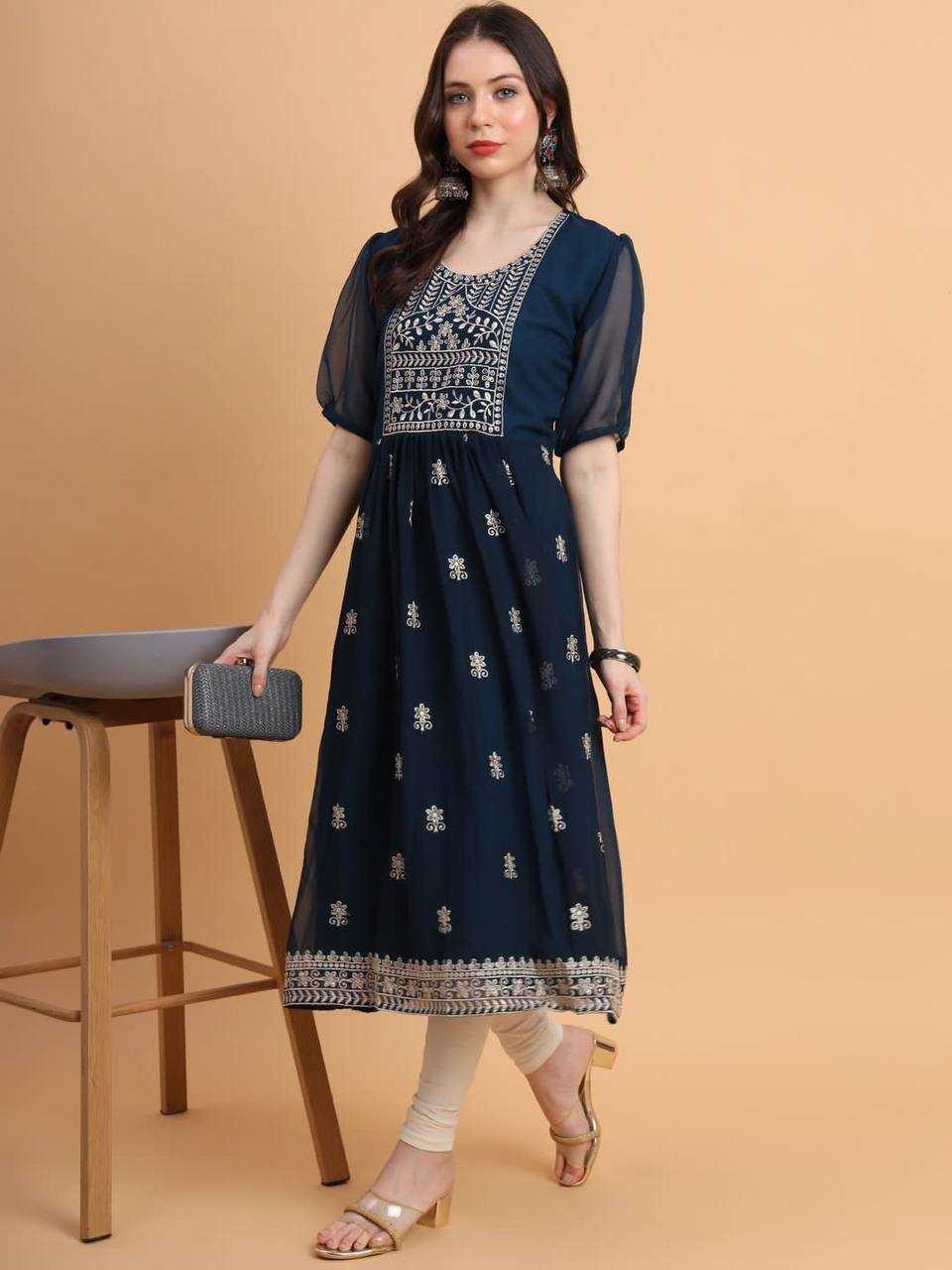 YNF GEORGETTE RVL BRAHMASTRA8 KURTIS WHOLESALE CASUAL LONG KURTIS MANUFACTURER     